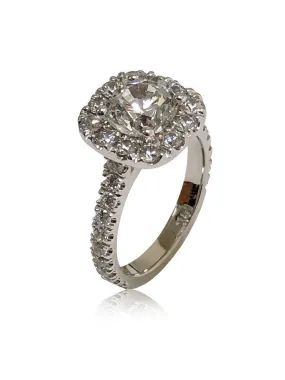 1.25 Cubic Zirconia Cushion Cut Engagement Ring