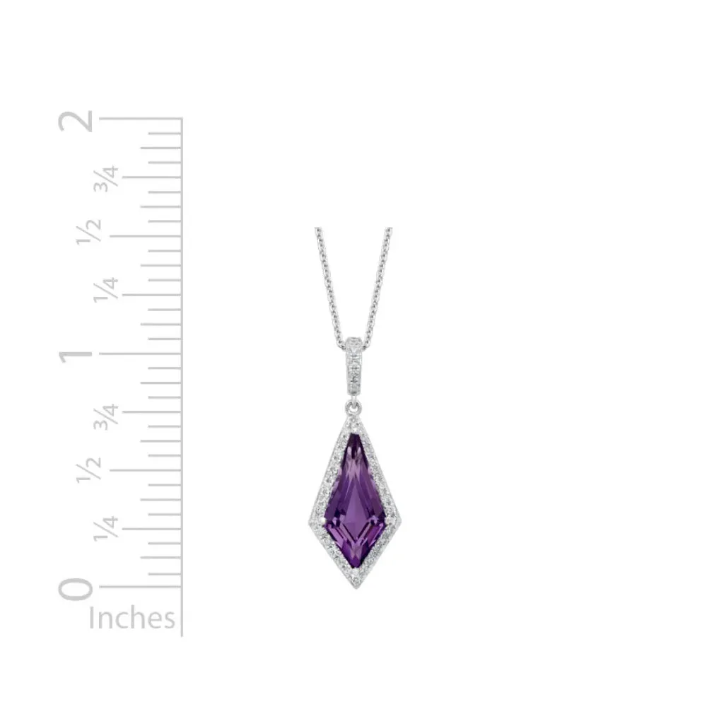 14k Amethyst and Diamond Pendant Necklace