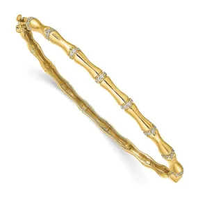 14k Bamboo Design Diamond Bangle