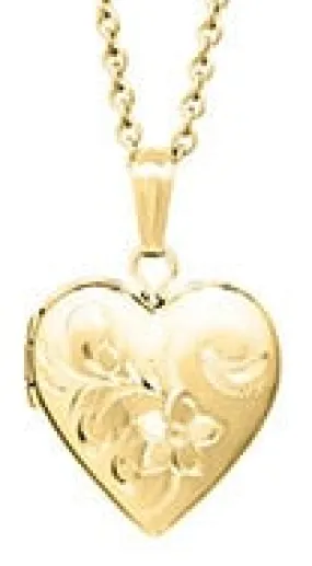 14K Gold Filled Hand Engraved Heart Locket