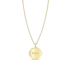 14k Grateful Round Locket Box Chain Necklace