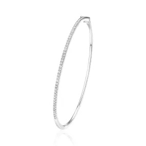 14K White Gold Diamond Bangle Bracelet