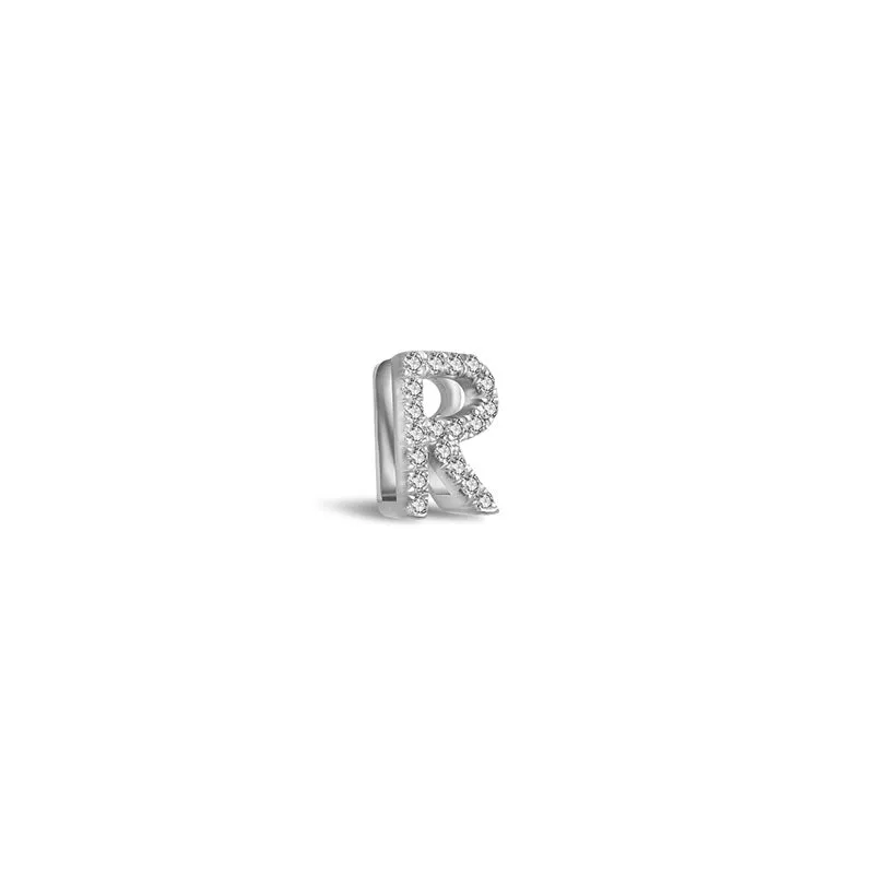 18k Gold Initial Letter "R" Diamond Pandent   Necklace