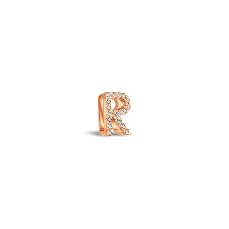 18k Gold Initial Letter "R" Diamond Pandent   Necklace