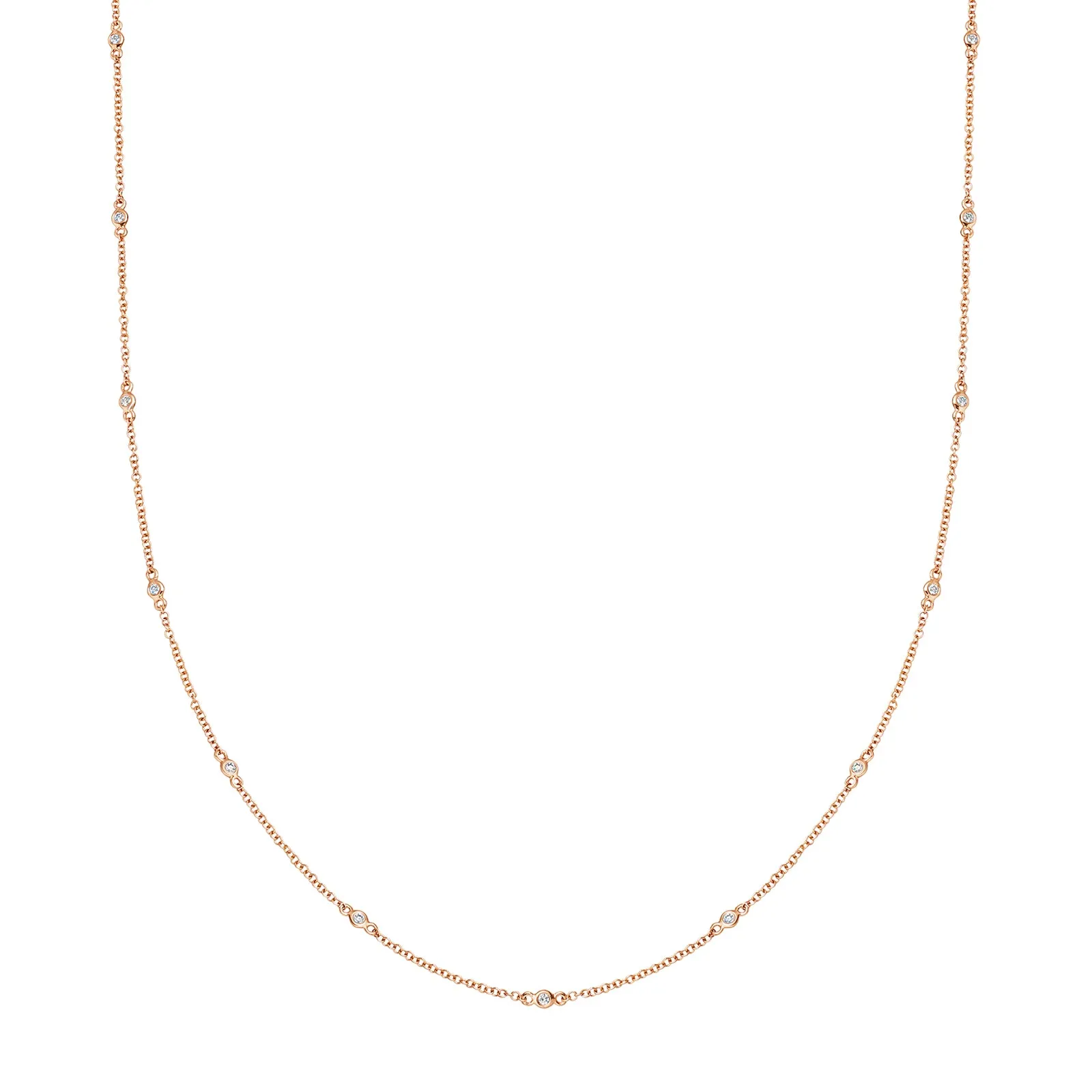 18" Fine Diamond Chain Necklace - Rose Gold