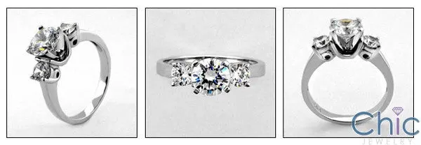 3 Stone 1 Ct Round 3 Stone Cubic Zirconia Cz Ring