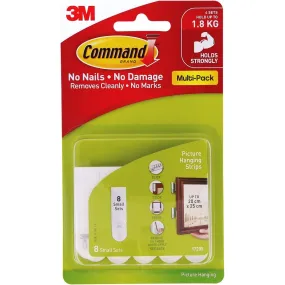 Value Pack of 8, 3M Command Small White Picture Hanging Strips - Adhesive and Easy to Use