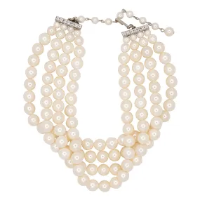 4 Row White Shell Pearl Necklace