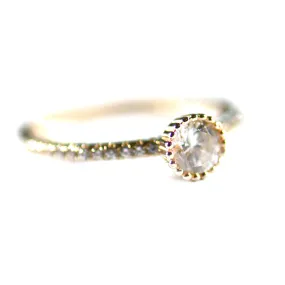 5mm CZ channel setting silver ring & pink gold plating