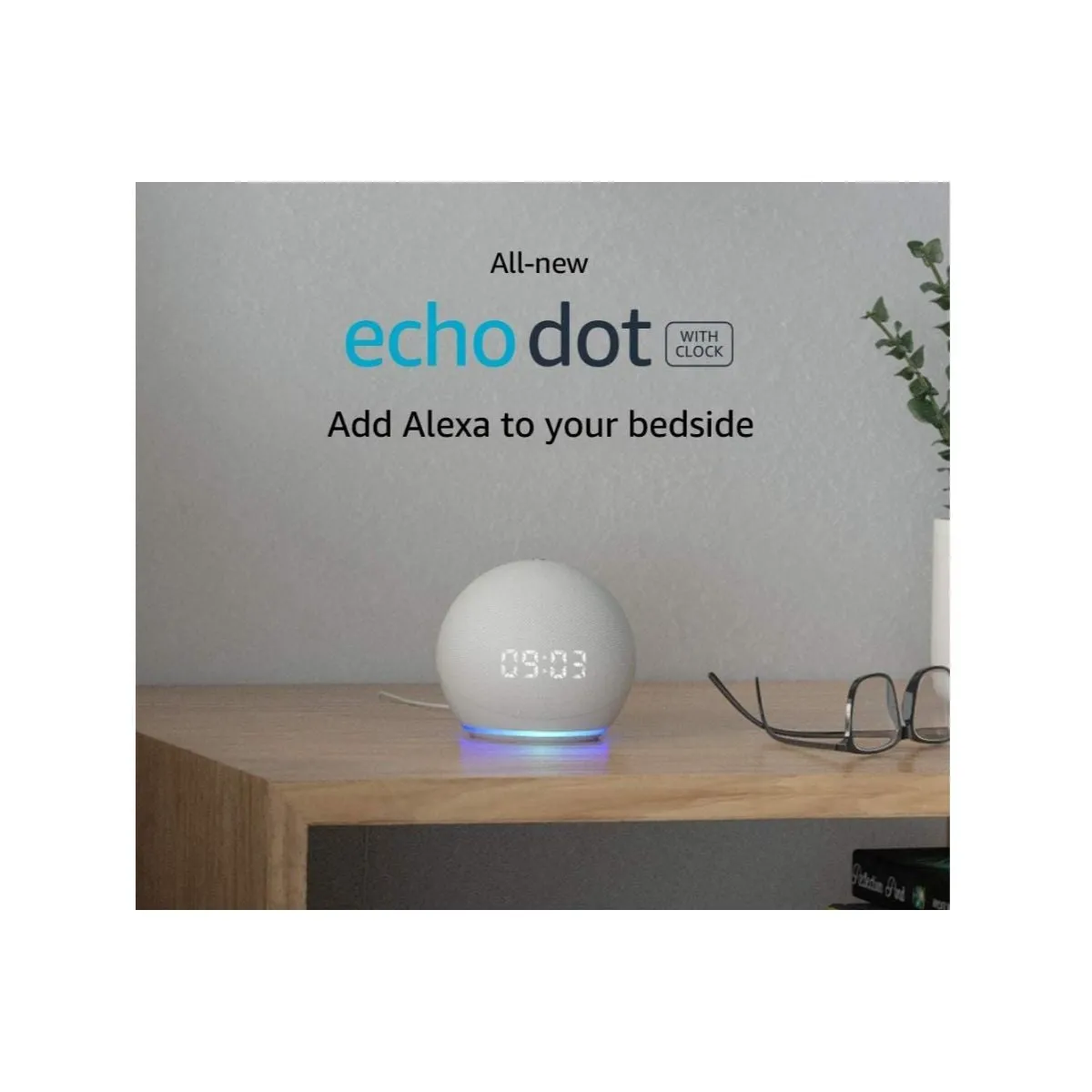 Amazon Echo Dot (4th Gen) Clock with Alexa - Glacier White/ Twilight Blue/ Charcoal