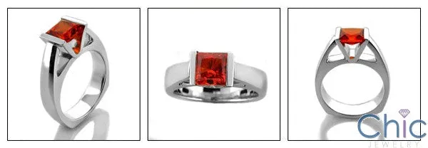 Anniversary Orange Princess Channel Cubic Zirconia Cz Ring