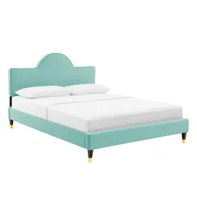 Aurora Performance Velvet Queen Bed By Modway - MOD-6517 - Mint