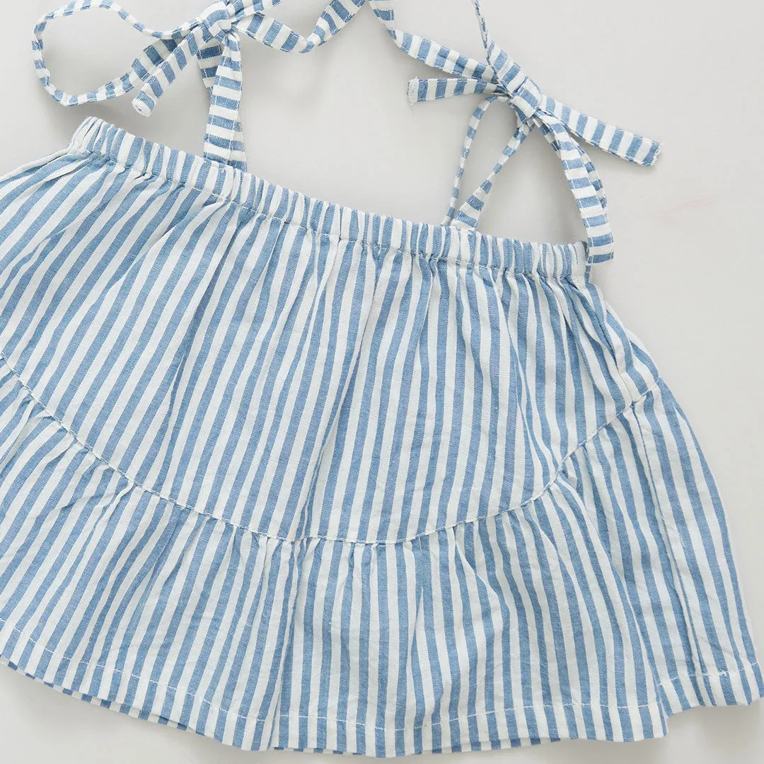 Baby Girls Stella 2-Piece Set - Blue Skinny Stripe