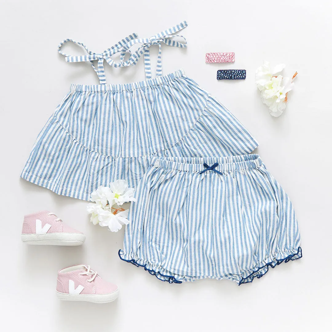 Baby Girls Stella 2-Piece Set - Blue Skinny Stripe