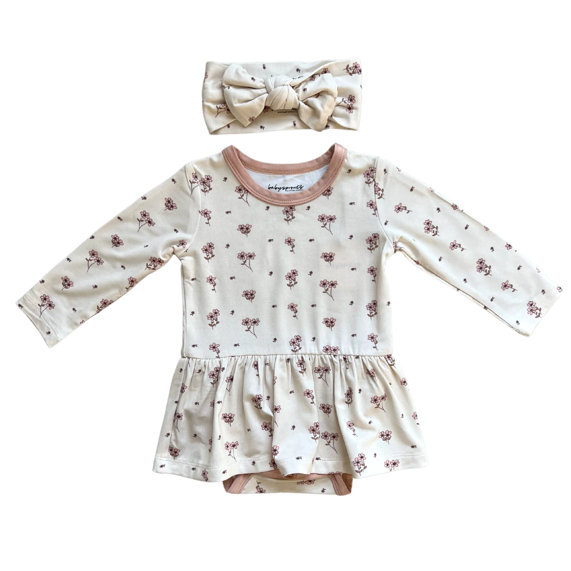 Babysprouts - Dainty Flower Peplum Bodysuit & Headband