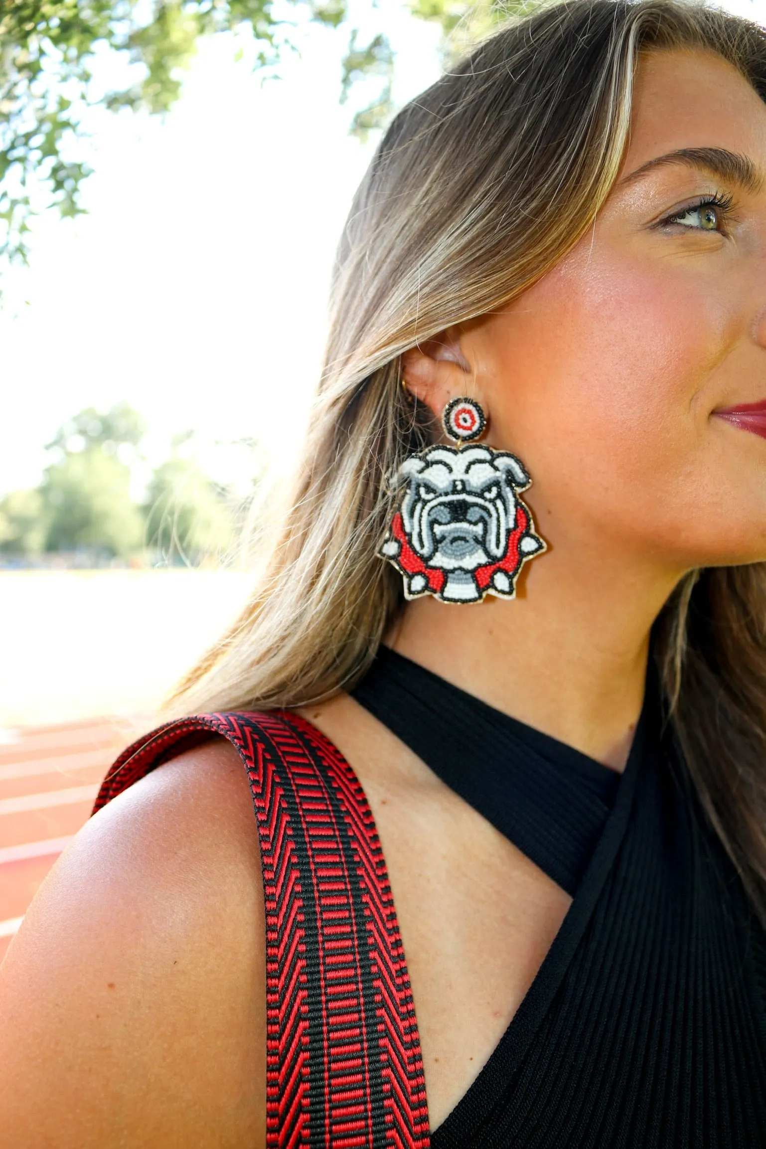 Beaded Bulldog Dangle Earrings