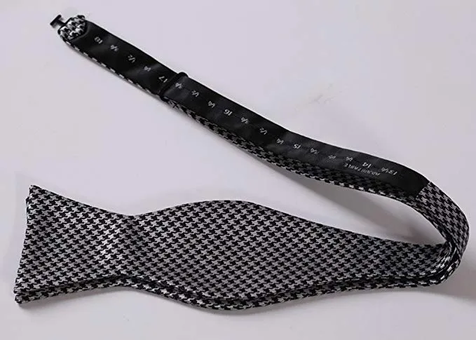 Black and Grey Hounds Tooth Bow Tie Set-HDNX32