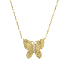 Brenner Fluted Diamond Butterfly Necklace