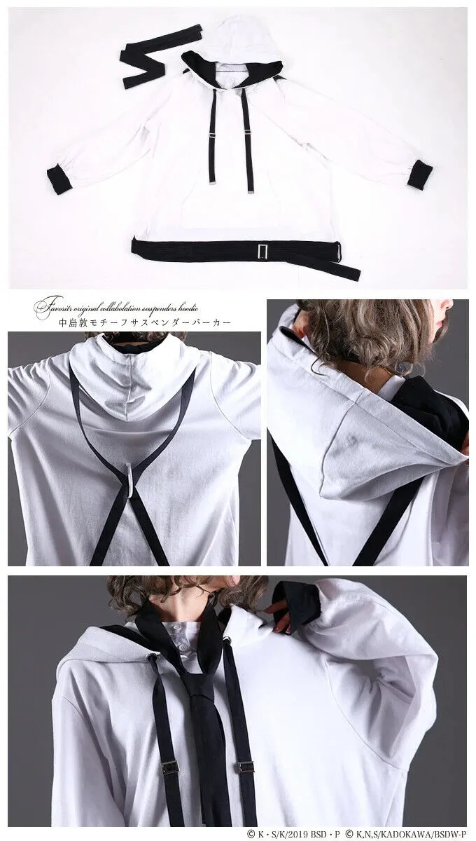 Unisex Bungo Stray Dogs Cosplay Hoodie with Atsushi Nakajima Motif and Suspenders - Japan Inspired