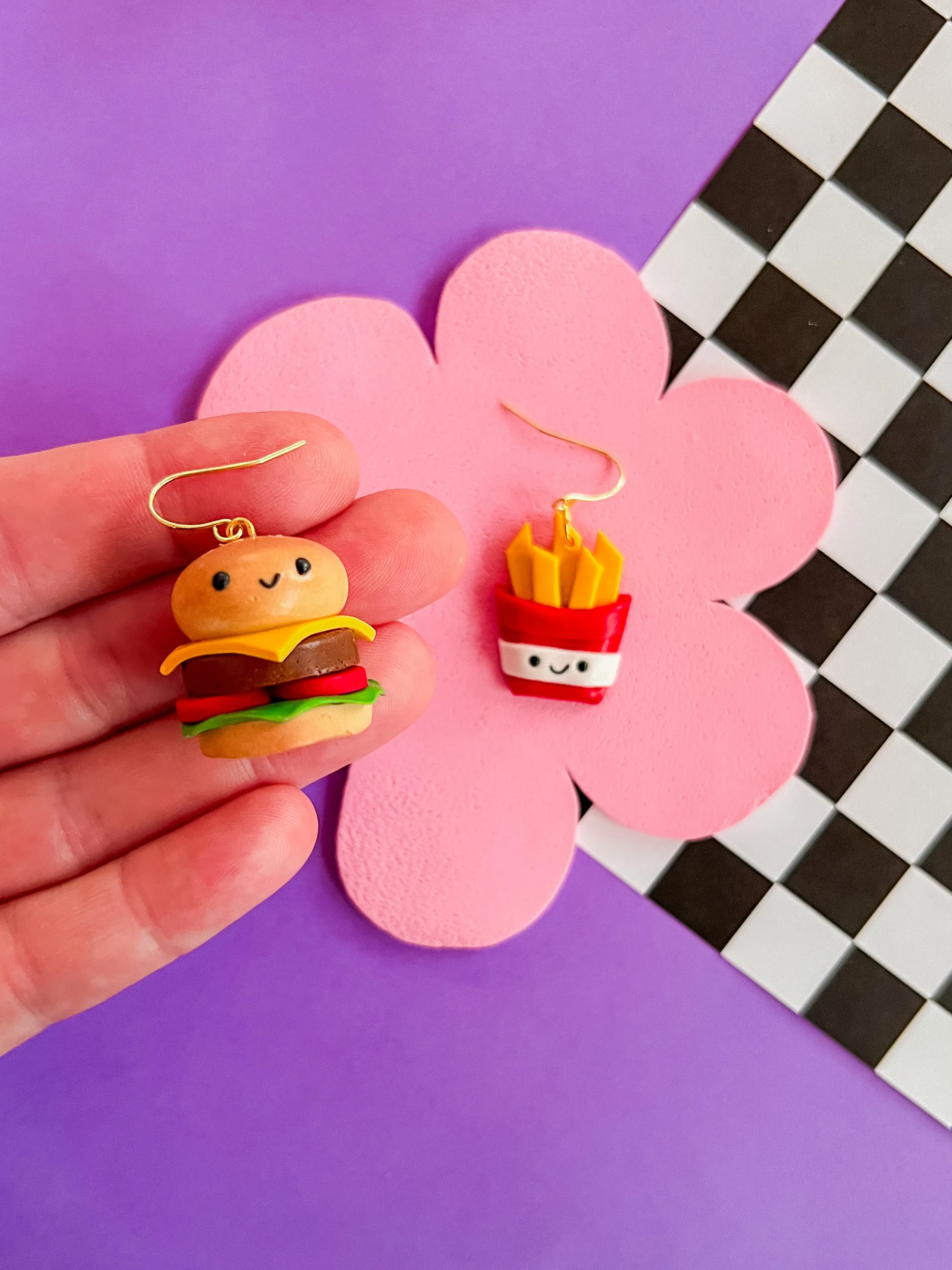 Burger Me | Cheeseburger Polymer Clay Earrings