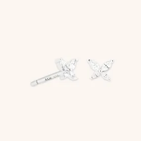 Butterfly Crystal Stud Earrings in Silver