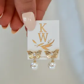 Butterfly Drop Pearl Studs