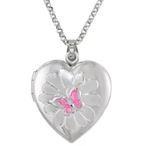 Butterfly Heart Locket in Sterling Silver