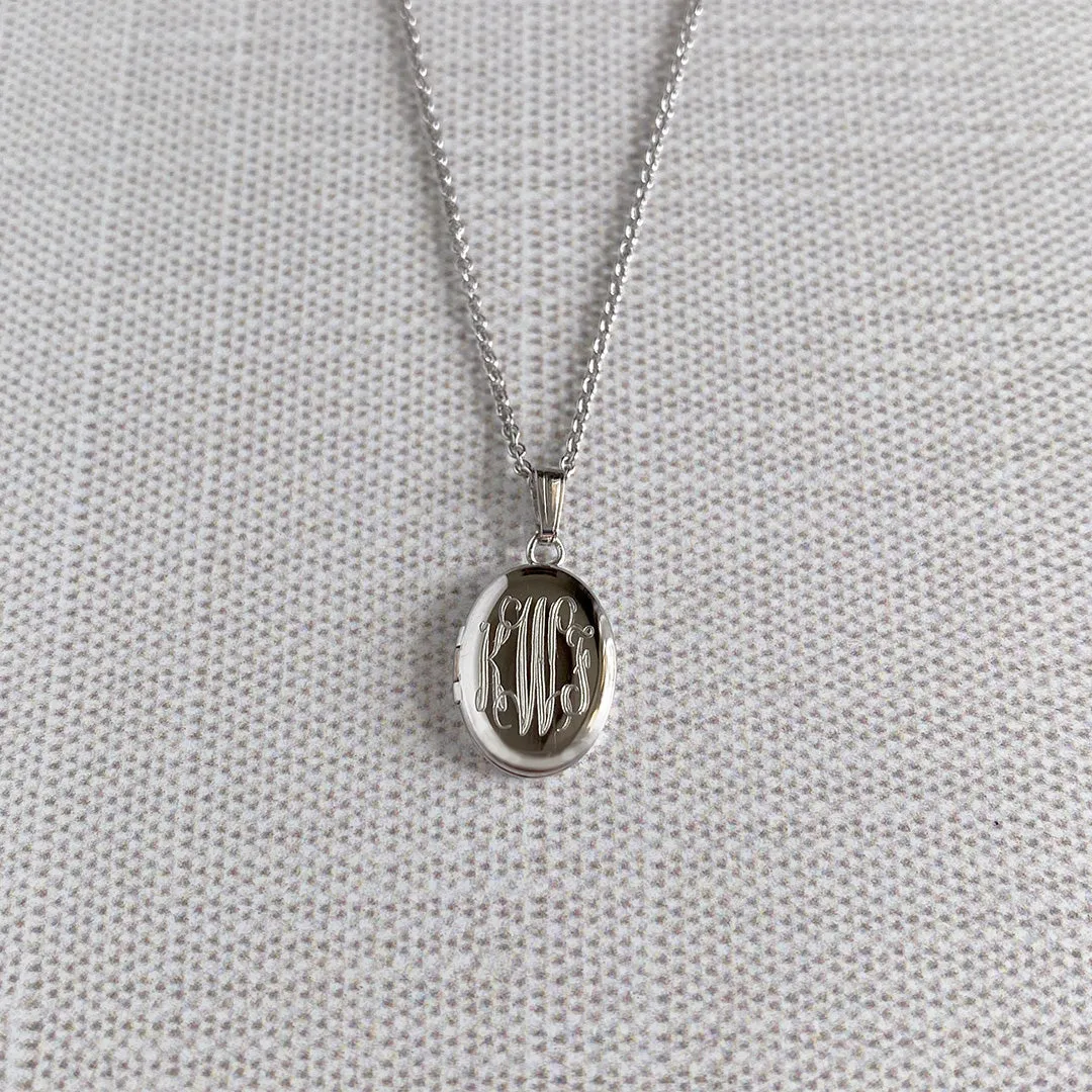 Child Sterling Silver Oval Locket Necklace