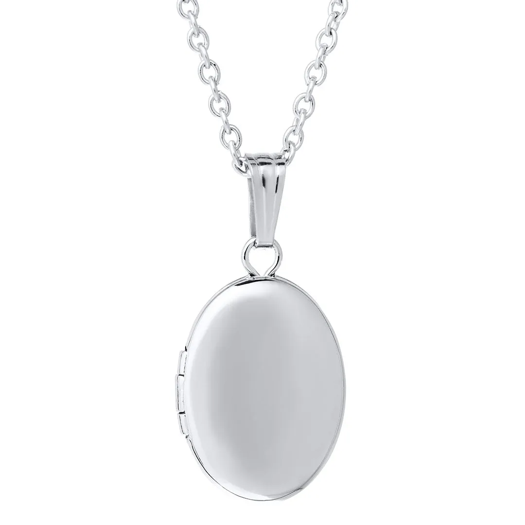 Child Sterling Silver Oval Locket Necklace