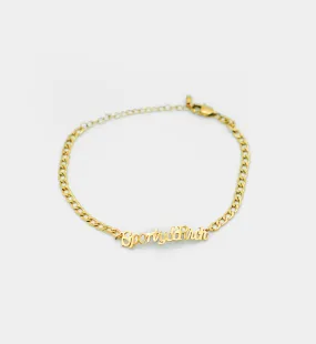 Classic Logo Curb Chain Anklet - Gold Plated