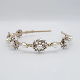 classic pearl rhinestone headband baroque pattern antique hair accessory for women