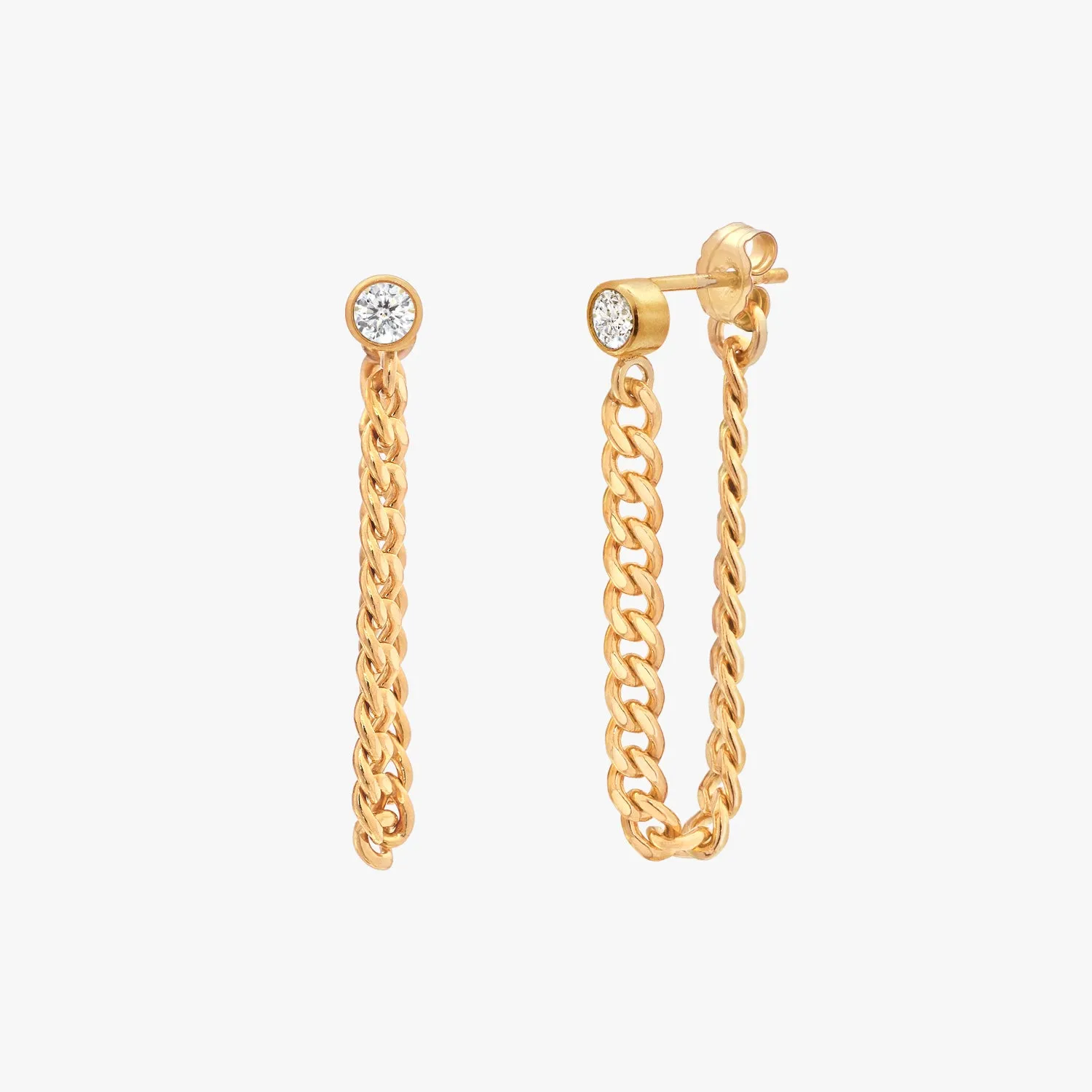 Curb Chain Bezel Earrings