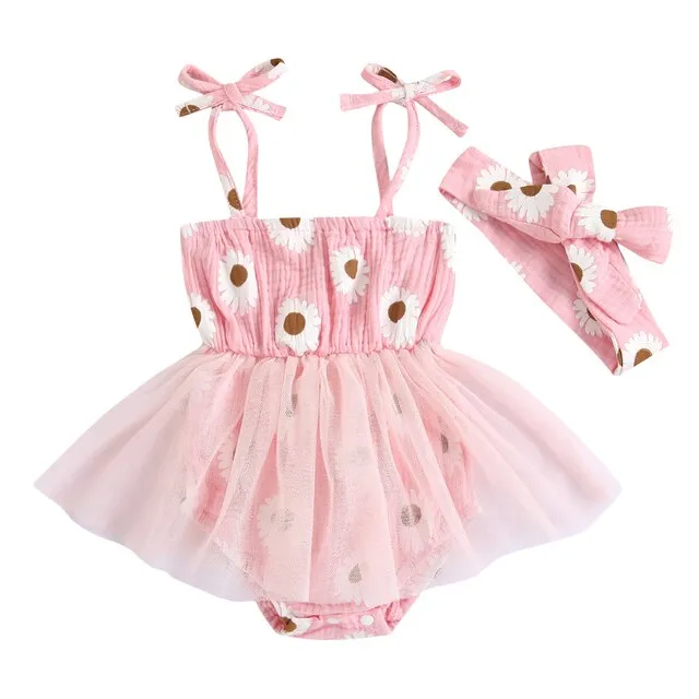 Daisy Tulle romper & headband set