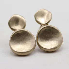 Double Sculpted Disc Dangle Earrings