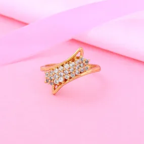 Estele Gold Plated CZ Classic Designer Ring for Women