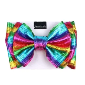 Frenchiestore Pet Head Bow | Metalic Rainbow