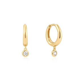 Gold Cubic Zirconia Drop Huggies