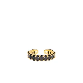 gold plated adjustable oval pave ring