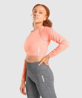 Gymshark Adapt Marl Seamless Long Sleeve Crop Top - Orange