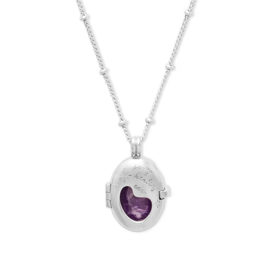 Healing Amethyst Silver Locket Necklace