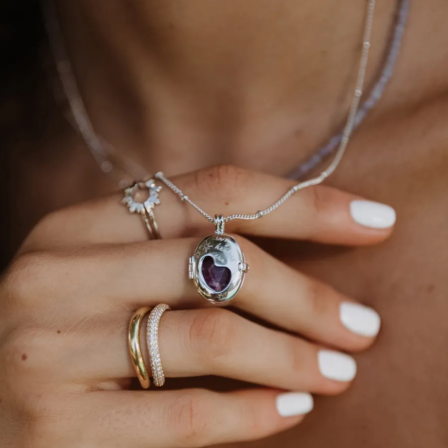 Healing Amethyst Silver Locket Necklace