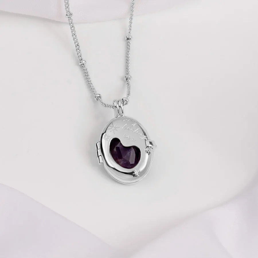 Healing Amethyst Silver Locket Necklace