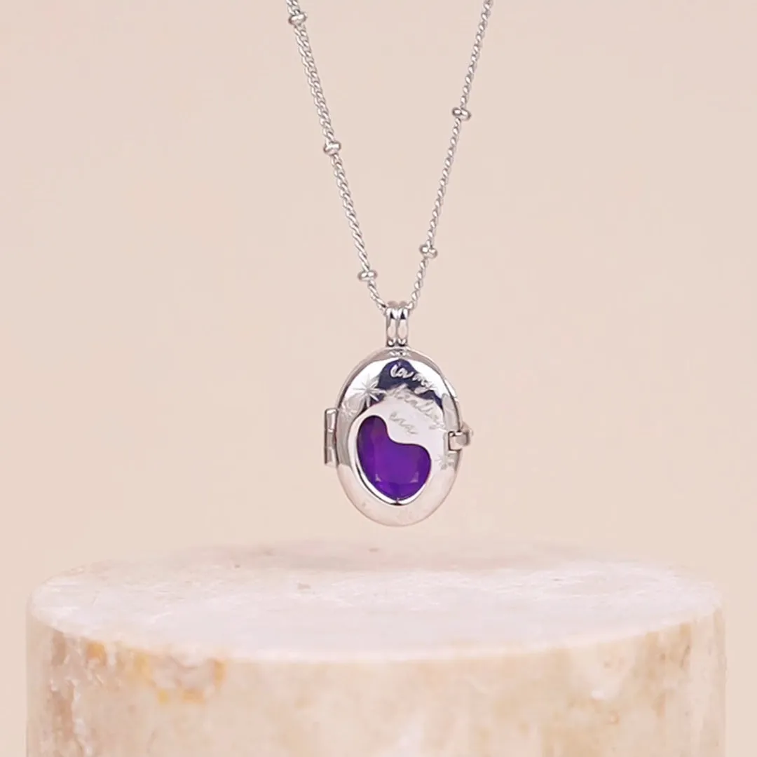 Healing Amethyst Silver Locket Necklace