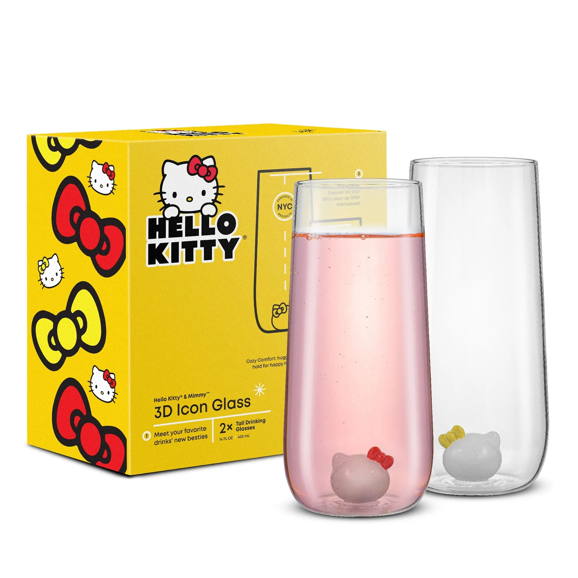 Hello Kitty and Mimmy 3D Icon Tall Drinking Glasses (Set of 2)