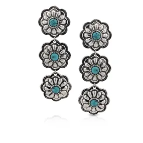 Montana Silversmiths® Women's Triple Bloom Conchos Turquoise Attitude Earrings