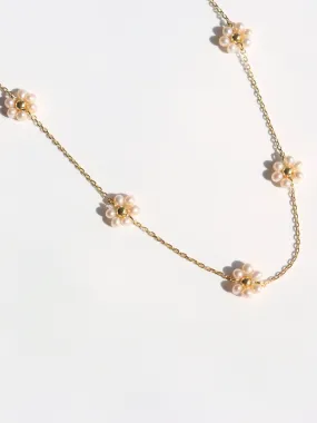 Natural Pearl Woven Floral Chain Necklace