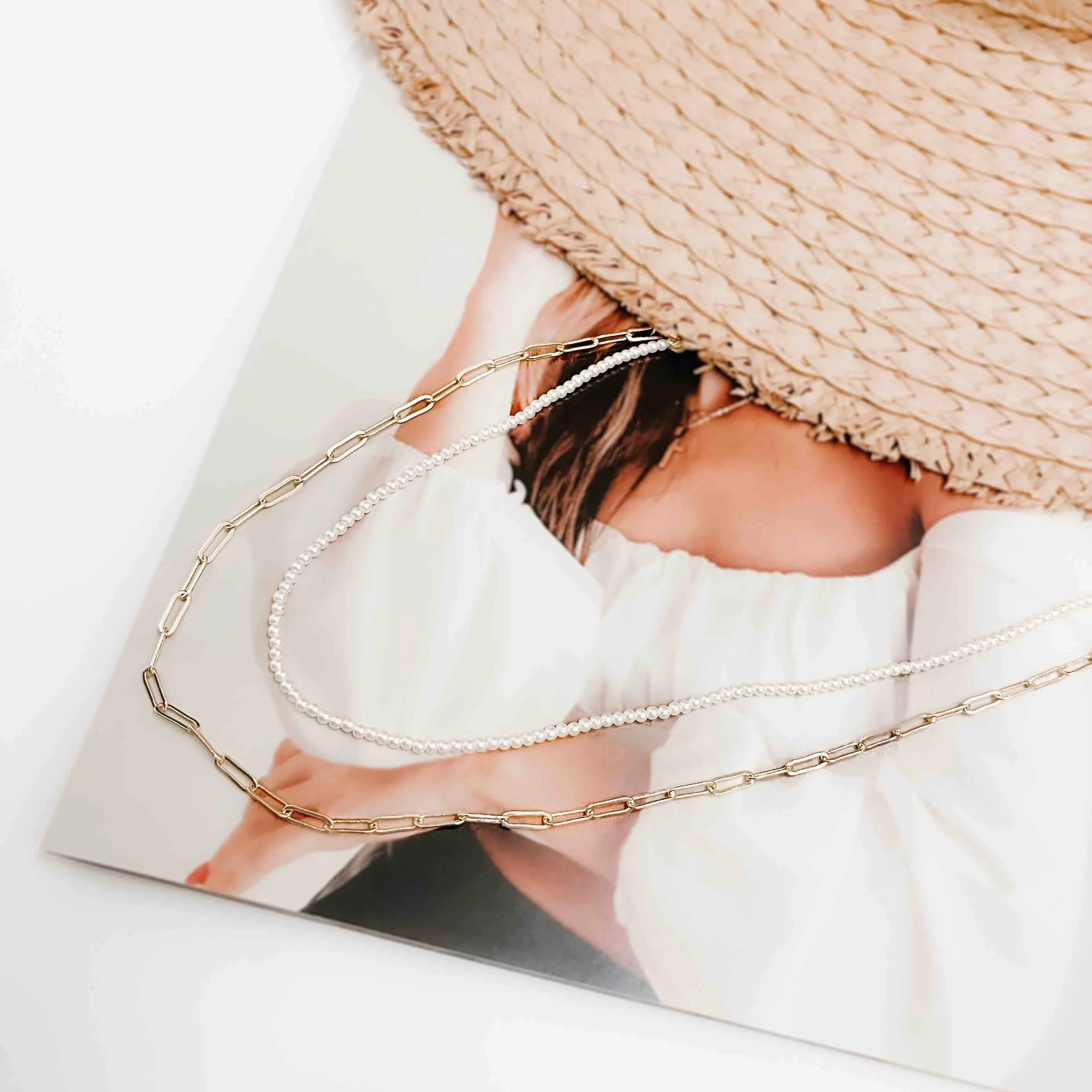 Ocean Pearl Layered Chain Necklace