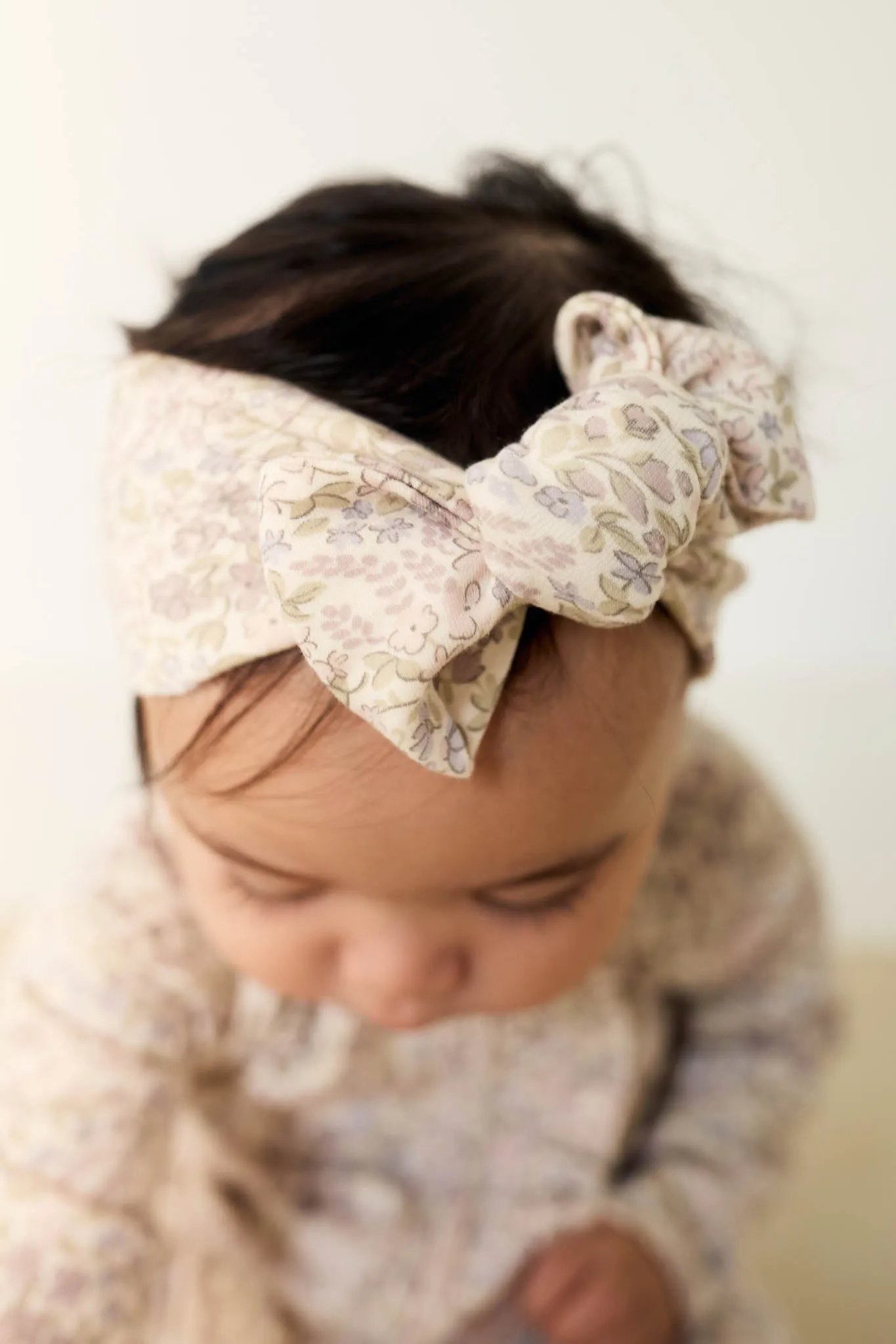 Organic Cotton Headband - April Floral Mauve