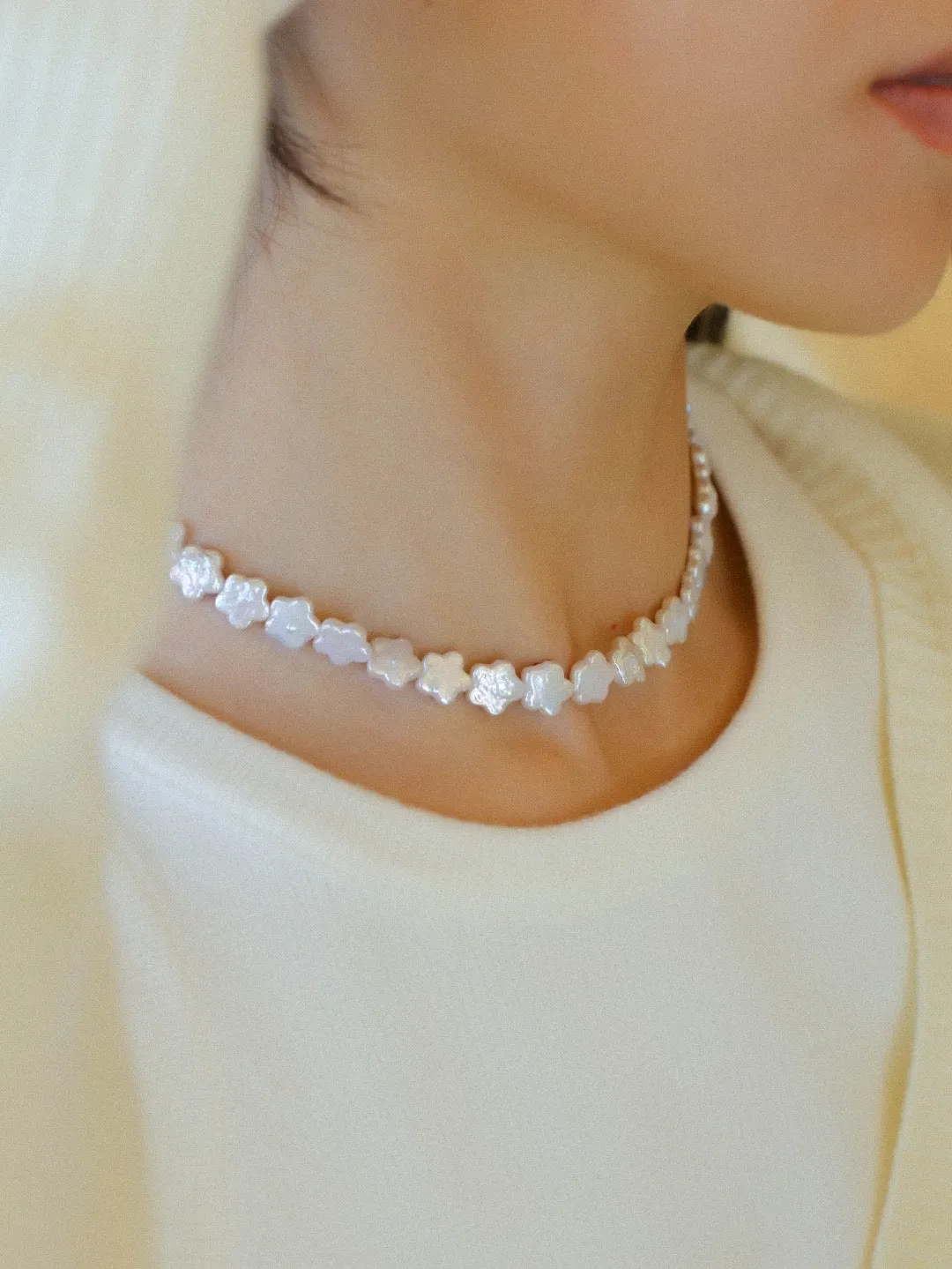 Peach Blossom-shaped Baroque Pearls Necklace