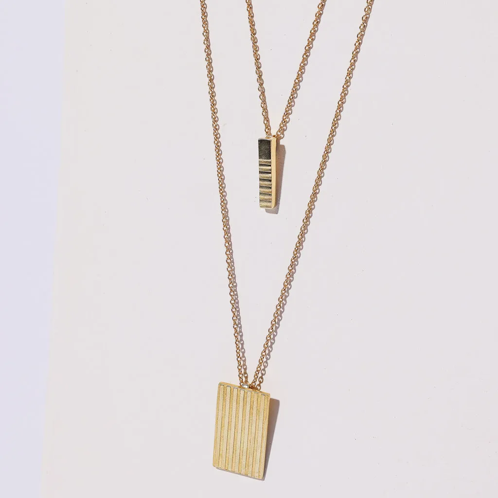 Ridge Locket Necklace - Brass